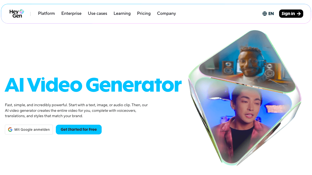 HeyGen platform showing AI avatar creation interface with video translation panel and 175+ language options — screenshot March 2026